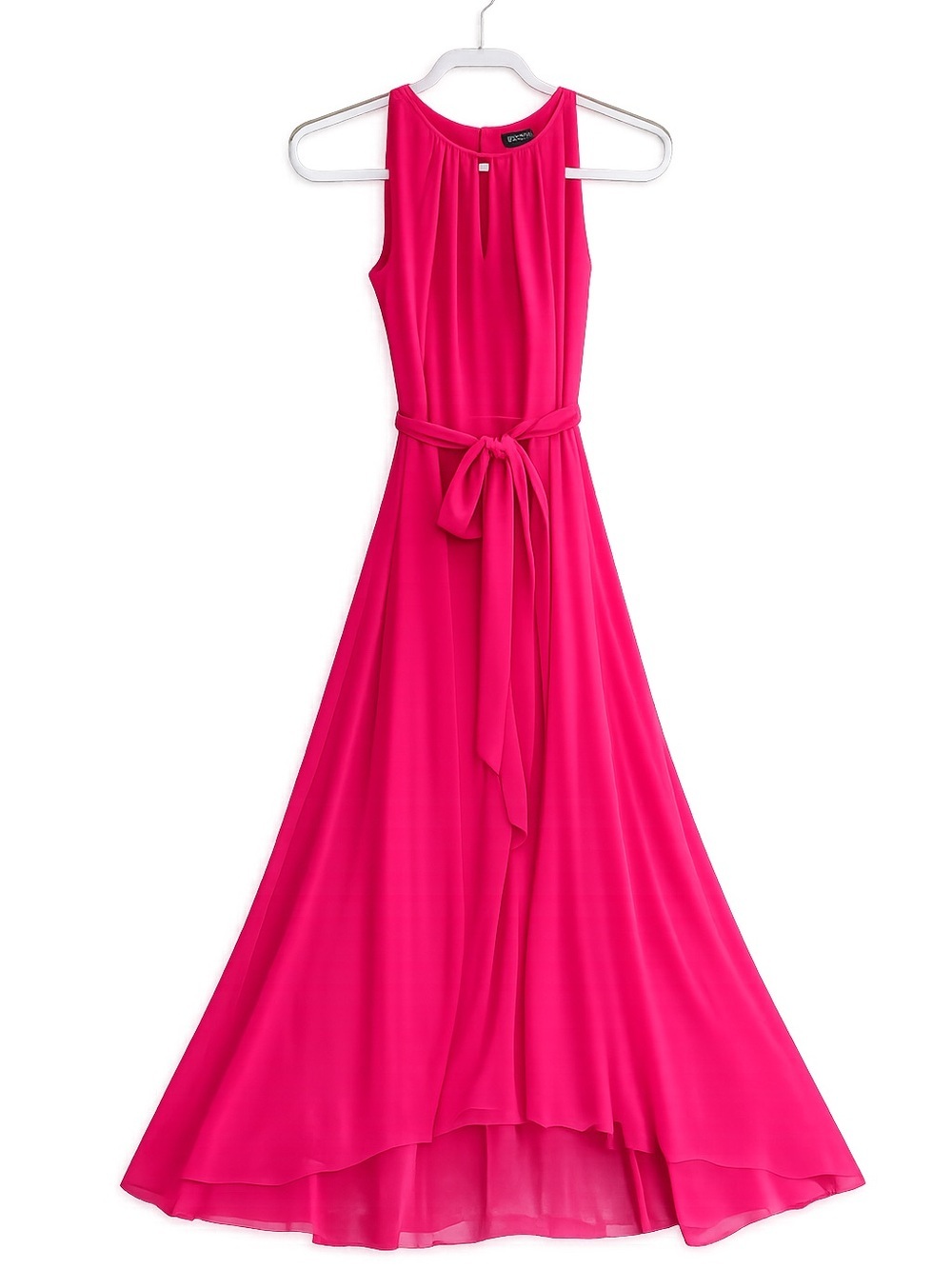 Tahari Arthur S. Levine Pink Sleeveless Chiffon Midi Dress Belted Size 4